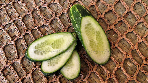 Cucumber sliced diagonally