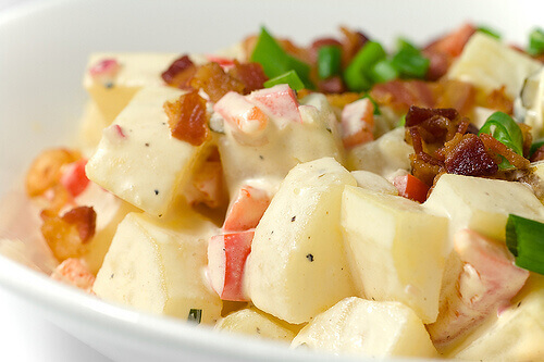 Potato salad with bacon is very easy to make