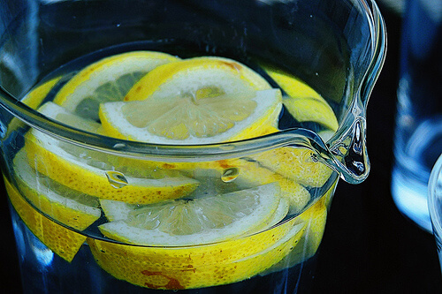 Jug of water with lemon