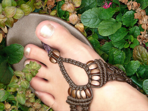 Beautiful feet with painted toe nails