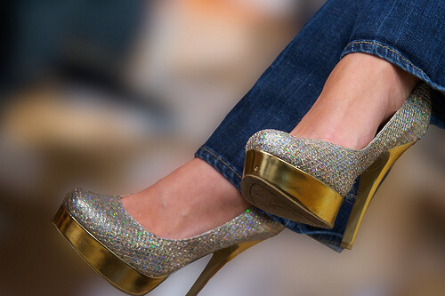 Sparkly high heels.