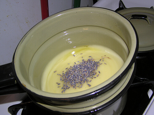 lavender soap in the making process