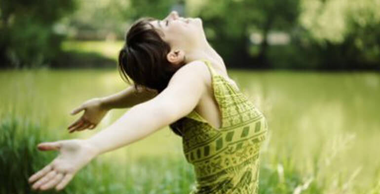 Woman feeling happy
