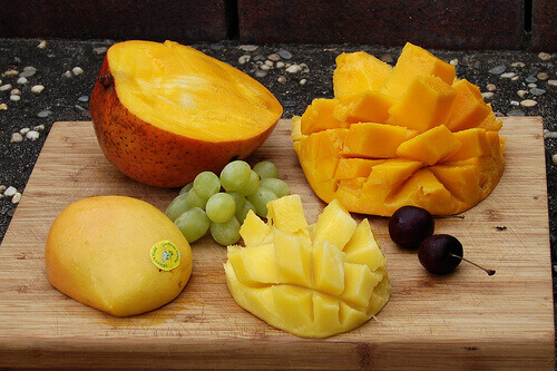 Peeled delicious mango
