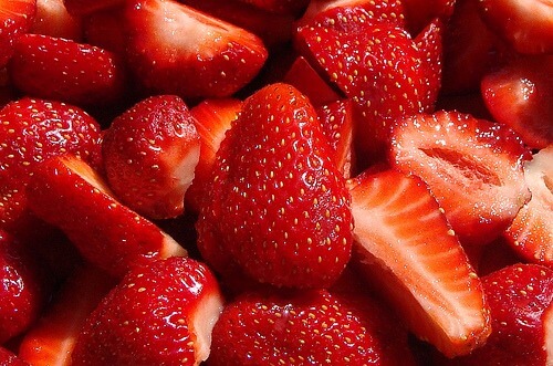 Fresh pieces of strawberry