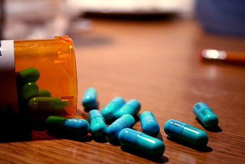 pills spread on table
