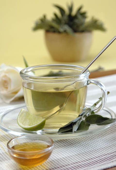 Sage syrup next to lemon juice.