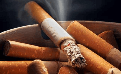 Cigarettes on an ash tray