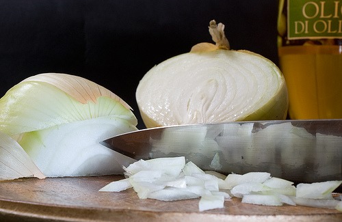 Halved and sliced onions