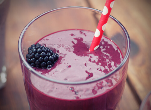 A glass of blackberry smoothie