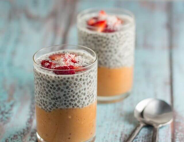 Two glasses of chia pudding