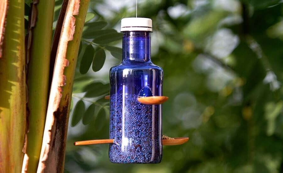 Birdfeeder made from plastic bottle