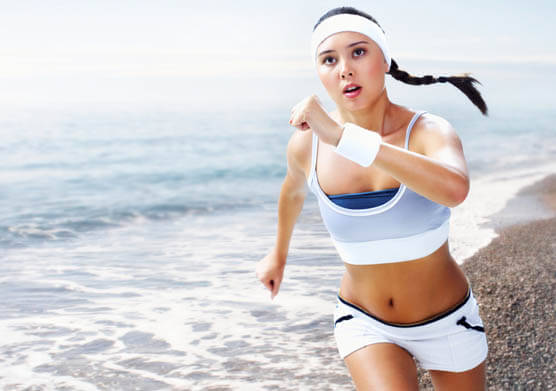 A woman exercising.