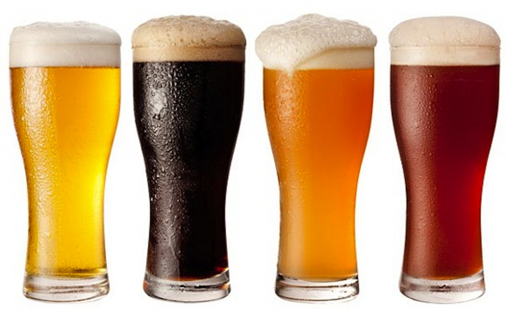 A few glasses of different bears.
