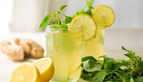 Ginger lemon and mint tea