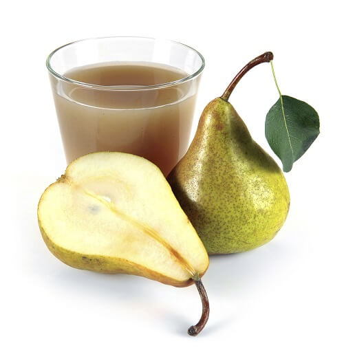 Two pears and a glass of pear juice