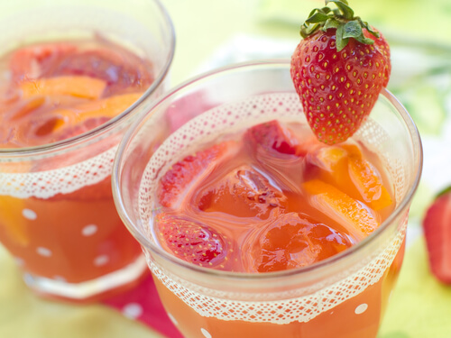 Two glasses of strawberry-lemonade