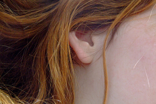 The ear of a redhead