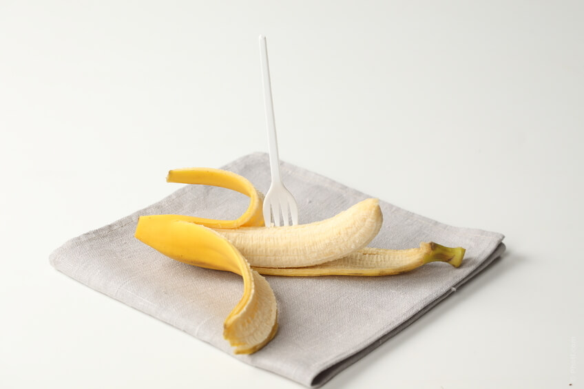 banana with fork in it