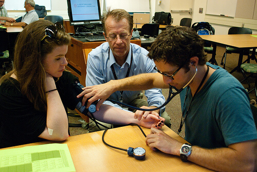 Blood pressure test, checking for the symptoms of hypertension and hypotension