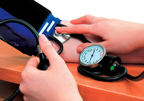 checking blood pressure