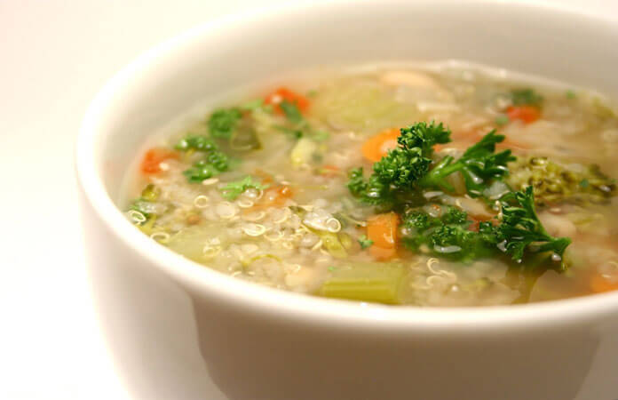 Bowl of quinoa vegetable soup