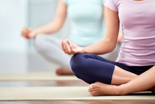 woman doing yoga