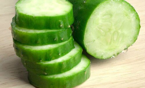 A stack of cucumber slices.