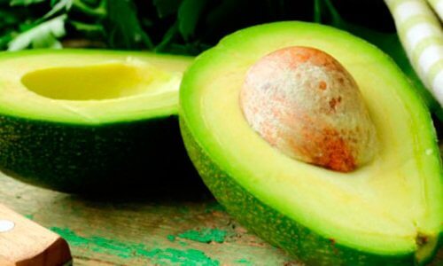 Avocado pear cut in two