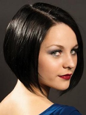 A woman with a bob cut.