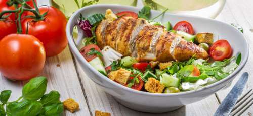 A chicken and salad lunch.