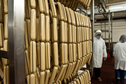 A hot dog factory.