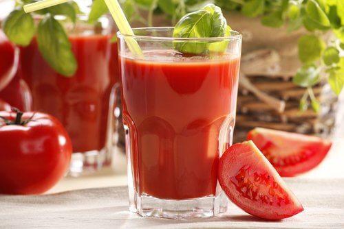 glass of tomato juice in the morning
