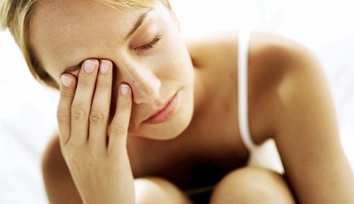 A woman with nausea.