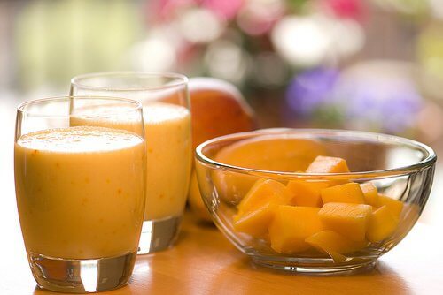 Glass of papaya smoothie