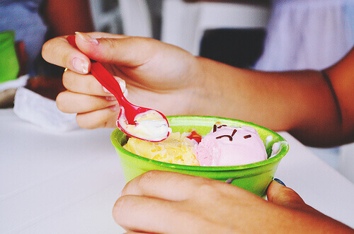 Person eating ice cream foods you should never eat