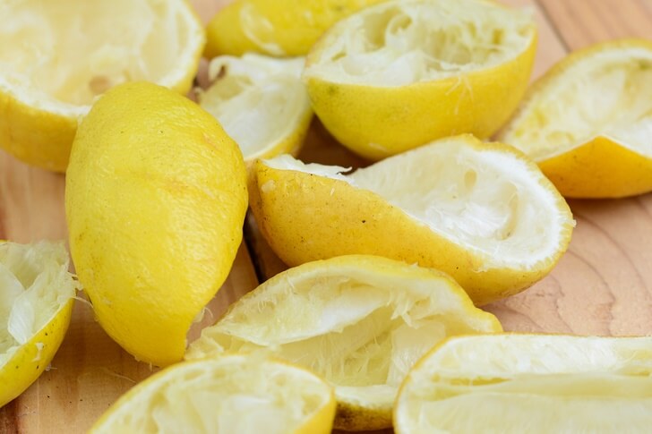 Used lemon peels