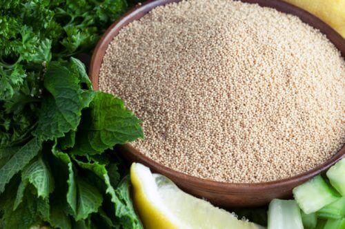 Amaranth in a bowl with lemon
