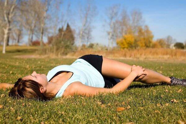 Woman doing stretches.