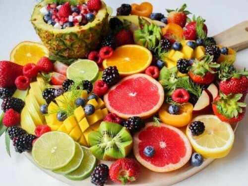 An assortment of fruits on a plate.