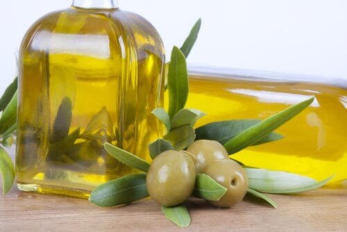 A bottle of olive oil.