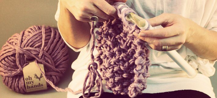 Woman doing knitting
