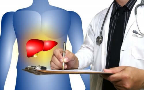 A doctor diagnosing fatty liver.