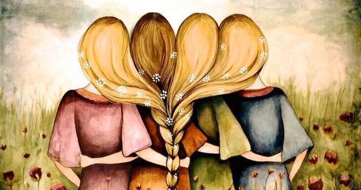 A group of friends hugging