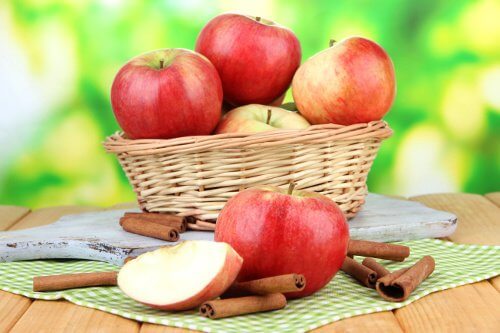 Apples in a basket.