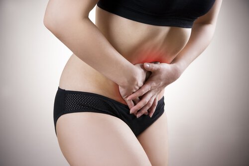 Woman with stomach pain