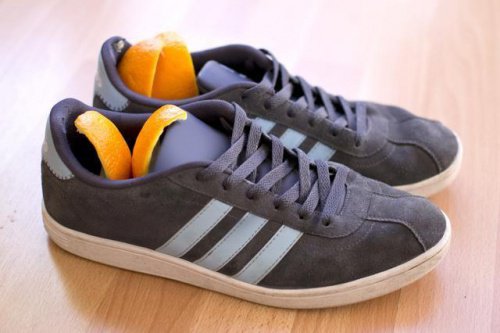 Zitrusfruchtschalen - Orangenschalen in Turnschuhen