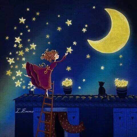 Girl on a starry night