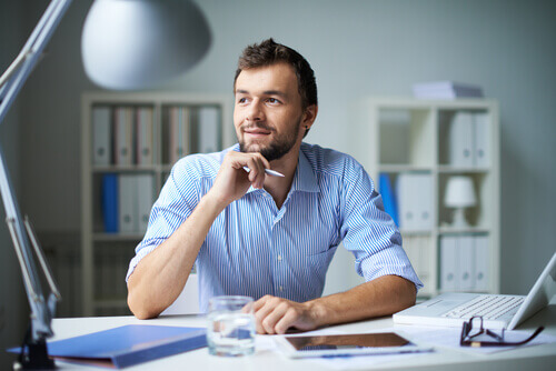 A businessman thinking.