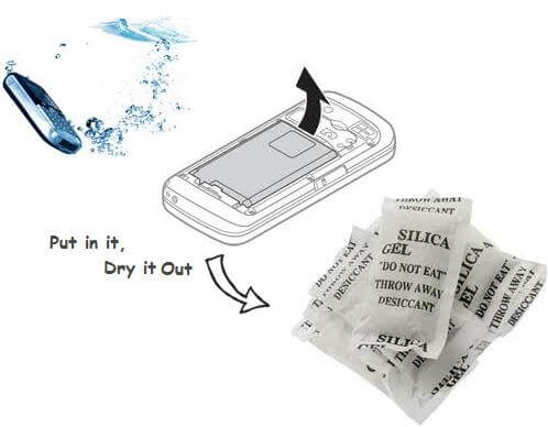 Dry out your cellphone with silica gel